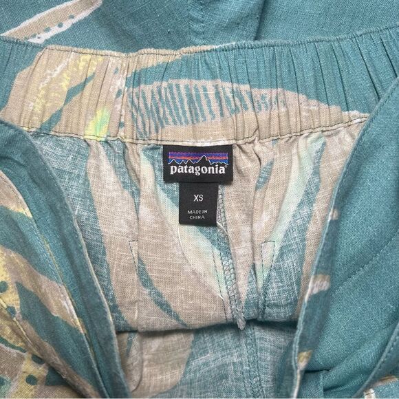 Patagonia Garden Island Teal Patterned Tie Hemp Shorts - Picture 7 of 8